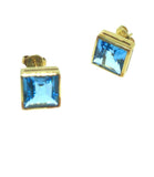 Brinco Galeria Topázio Azul Quadrado Ouro 18K - 70025170 - oticasvitoria