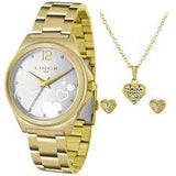 Relógio Lince Feminino Analógico Kit Brinco + Colar LRG4560L KV18 - oticasvitoria