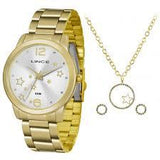 Relógio Lince Feminino Analógico Kit Brinco + Colar LRGH092L KV70S2KX - oticasvitoria