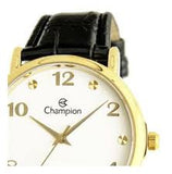 Relógio Champion Feminino Preto de Couro CN24253B - oticasvitoria