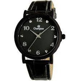 Relógio Champion Feminino Preto de Couro CN24253N - oticasvitoria