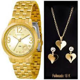 Relógio Lince Feminino Analógico Kit Brinco + Colar LRG4254L K063 - oticasvitoria