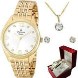 Relógio CHAMPION Feminino Kit Colar e Brincos CN26251W - oticasvitoria