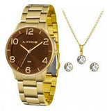 Relógio Lince Feminino Analógico Kit Brinco + Colar LRG4603L KW22 - oticasvitoria