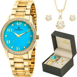 Relógio Champion Feminino Kit Colar e Brincos CN29089Y - oticasvitoria