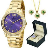 Relógio Champion Feminino Kit Colar e Brincos CH24679K - oticasvitoria