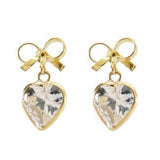 Brinco Laço Coração Zircônia Branco 6mm Ouro 18k - VJBR123-Z - oticasvitoria