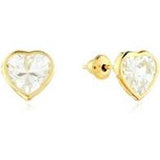 Brinco Coração 6MM Zircônia Branco Ouro 18K - VJBR036-Z - oticasvitoria