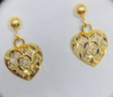 Brinco Pingente Coraçao Vazado Ouro 18K - 70016314 - oticasvitoria