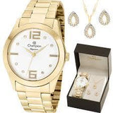 Relógio CHAMPION Feminino Kit Colar e Brincos CN26555W - oticasvitoria