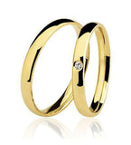 Aliança Lisa Anatômica 2,8mm com Brilhante Ouro 18K - VJ828PA (Unitário) - oticasvitoria