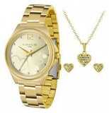 Relógio Lince Feminino Analógico Kit Brinco + Colar LRG4560L KV16 - oticasvitoria