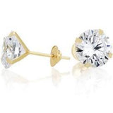 Brinco Pedra 8mm Zircônia Branco Ouro 18K - VJBR485-Z - oticasvitoria