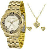 Relógio Lince Feminino Analógico Kit Brinco + Colar LRG4604L KW05 - oticasvitoria