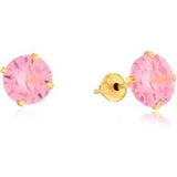Brinco Pedra 6mm Zircônia Rosa Ouro 18K - VJBR435-P