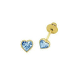 Brinco Coração Pedra 4mm Zircônia Azul Ouro 18K - VJBR037-A - oticasvitoria