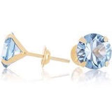Brinco Pedra 5mm Zircônia Azul Ouro 18K - VJBR424-A - oticasvitoria