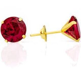 Brinco Pedra 5mm Zircônia Vermelho Ouro 18K - VJBR424-R - oticasvitoria