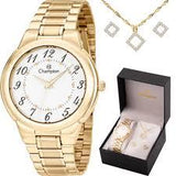 Relógio CHAMPION Feminino Kit Colar e Brincos CH22368W - oticasvitoria