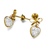 Brinco Laço Coração Zircônia Branco 6mm Ouro 18k - VJBR123-Z - oticasvitoria