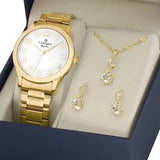Relógio CHAMPION Feminino Kit Colar e Brincos CN26804W - oticasvitoria
