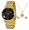 Relógio Lince Feminino Analógico Kit Brinco + Colar LRG4604L KW07 - oticasvitoria